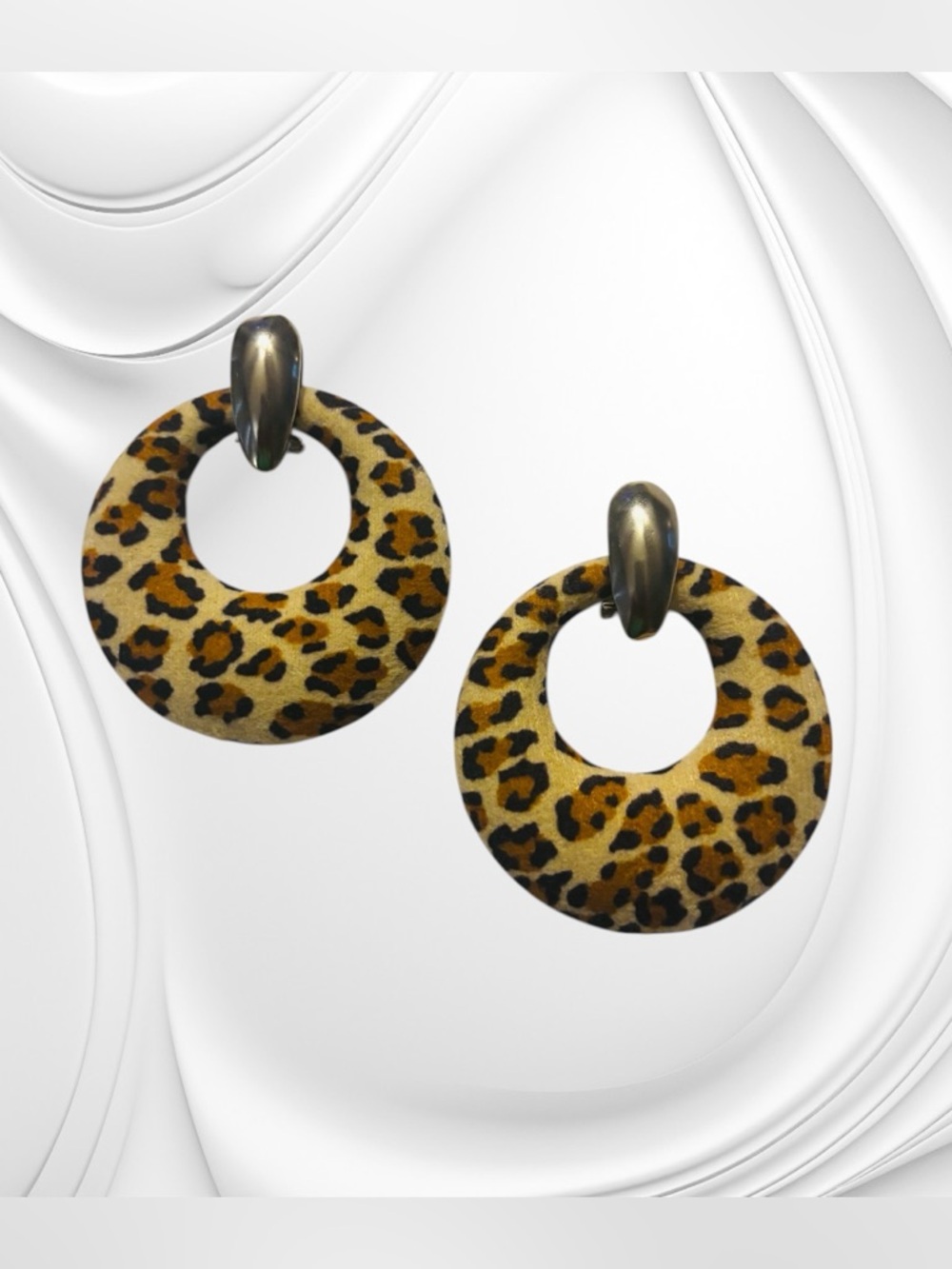 Leopard Print Hoop Drop Earrings